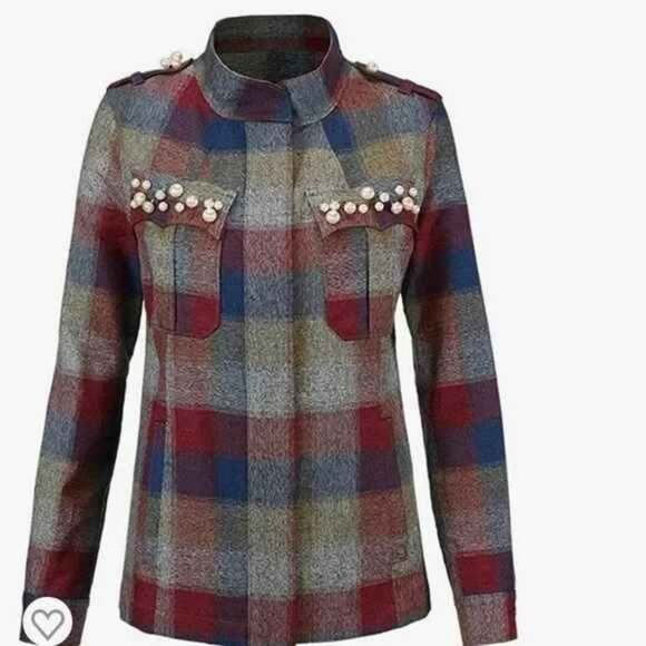 CAbi College Plaid Shacket Jacket 3555 - Picture 3 of 7